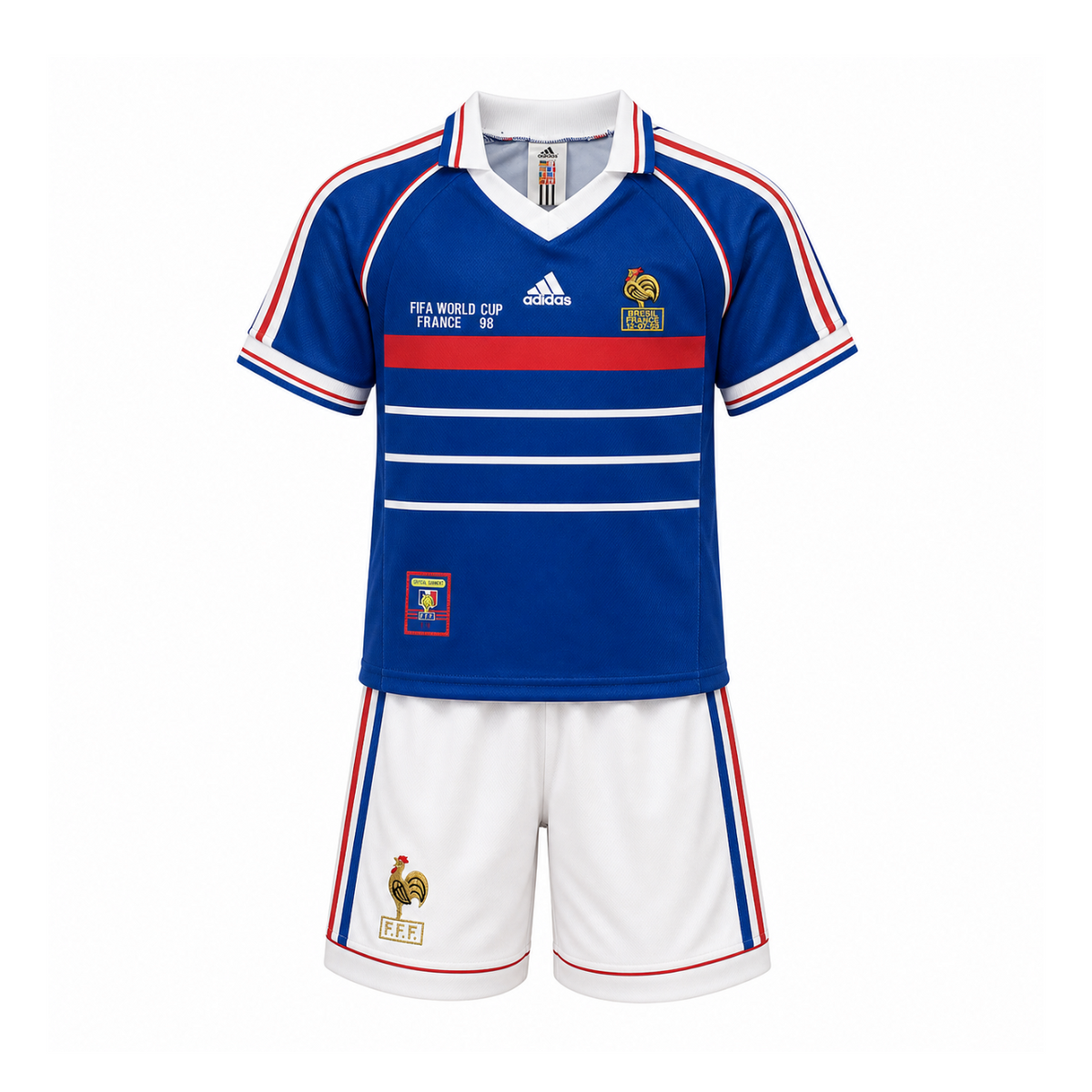 Ensemble enfant rétro France domicile 1998 – maillot et short